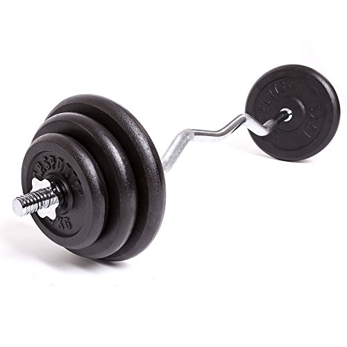 C.P. Sports SZ - Stange 30 mm Hantelscheiben Aufnahme mit und ohne Gewinde - Länge: 115-120 cm Curlstange inkl. Hantelverschluß, verchromt & gerändelt (SZ-Stange mit Gewind) - 6