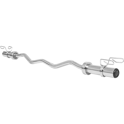 GORILLA SPORTS® SZ Curlstange - Länge 120cm, Olympia 50mm, mit 2X Federverschlüssen, bis 272kg Belastbar, Gerändelt, Chrom - Hantelstange, Langhantelstange, SZ Stange, Curl Stange, Curlhantel - 3