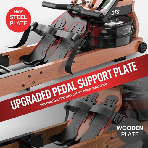 JOROTO Rudergerät für Zuhause aus Eiche, Rudergerät Wasser klappbar mit Bluetooth Display &30 Tage kostenlose Kinomap-Mitgliedschaft，Rudermaschine mit Verstellbarer Tablethalterung 150kg belastbar - 4