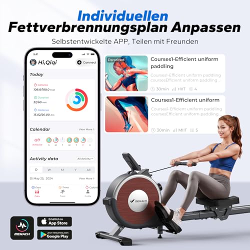 MERACH Rudergerät für Zuhause, Magnetisches Bluetooth Rudergeräte mit 16 Widerstandsstufen - 7