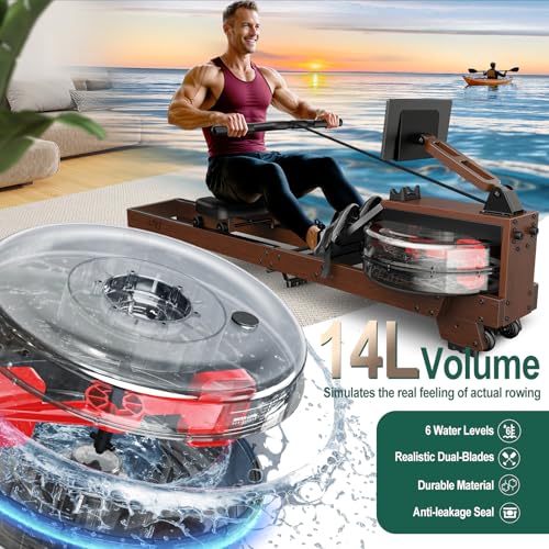 VOWVIT V-W3 Rudergerät für Zuhause – Hochwertige Holzkonstruktion, Bluetooth Rudergerät Wasser - 3