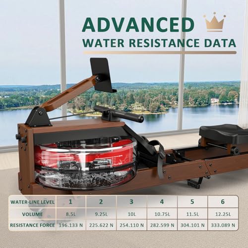 VOWVIT V-W3 Rudergerät für Zuhause – Hochwertige Holzkonstruktion, Bluetooth Rudergerät Wasser - 8