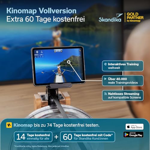 Skandika Wasserrudergerät Lykke | 90° Tank, Holz Rudergerät für Zuhause - 4