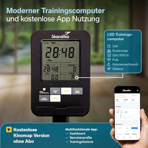 Skandika Wasserrudergerät Lykke | 90° Tank, Holz Rudergerät für Zuhause - 5