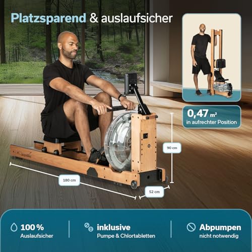 Skandika Wasserrudergerät Lykke | 90° Tank, Holz Rudergerät für Zuhause - 7