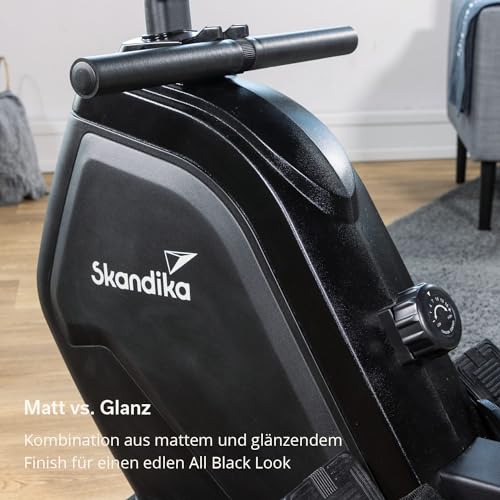 Skandika Rudergerät Munin | Rudergerät für zuhause, klappbar, 16-stufiger Magnetwiderstand, 8 kg Schwungmassensystem, Kinomap App kompatibel | Fitnessgerät (schwarz) - 5