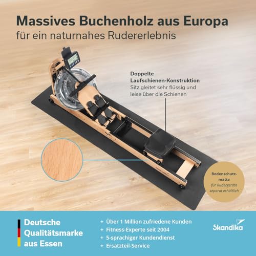Skandika Wasserrudergerät Nytta | 45° Tank, Holz Rudergerät für Zuhause, klappbar - 2