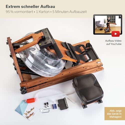 Skandika Wasserrudergerät Nytta | 45° Tank, Holz Rudergerät für Zuhause, klappbar - 3