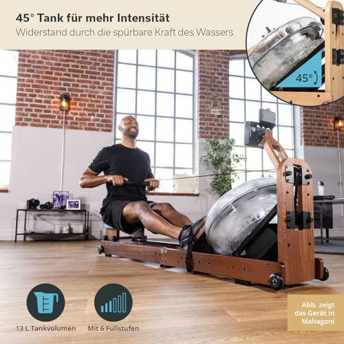 Skandika Wasserrudergerät Nytta | 45° Tank, Holz Rudergerät für Zuhause, klappbar - 4