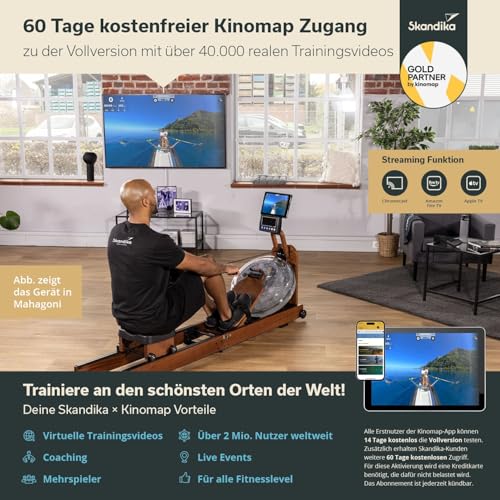Skandika Wasserrudergerät Nytta | 45° Tank, Holz Rudergerät für Zuhause, klappbar - 5