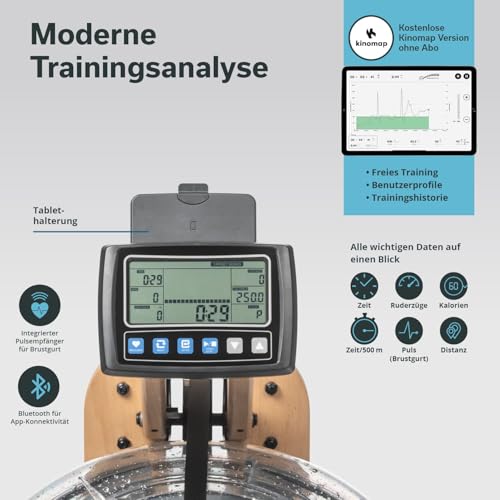 Skandika Wasserrudergerät Nytta | 45° Tank, Holz Rudergerät für Zuhause, klappbar - 6