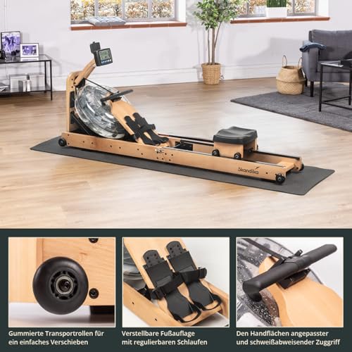 Skandika Wasserrudergerät Nytta | 45° Tank, Holz Rudergerät für Zuhause, klappbar - 8