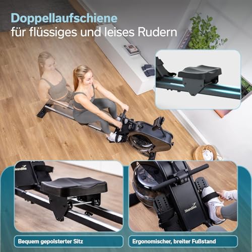 Skandika Rudergerät Nemo III Hybrid | Wasser- und Magnetwiderstand, 32 elektrische Widerstandsstufen - 6