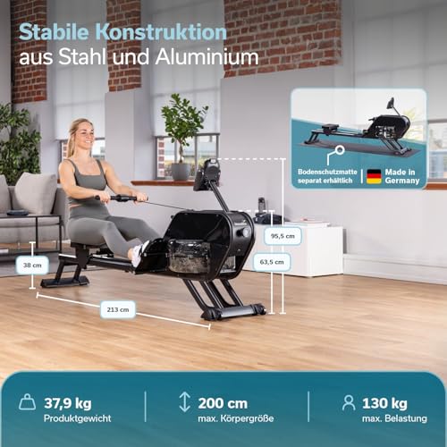 Skandika Rudergerät Nemo III Hybrid | Wasser- und Magnetwiderstand, 32 elektrische Widerstandsstufen - 8