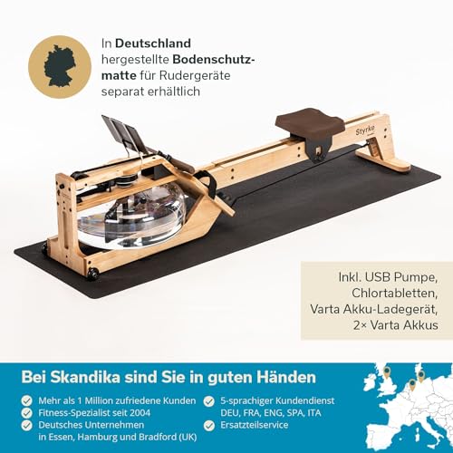 Skandika Wasserrudergerät Styrke | Designed and Made in Germany, Rudergerät Wasser aus Holz, Kinomap App-Funktion, Wasserrudergerät für Zuhause, Massive Esche, naturnahes Rudern (Styrke II) - 8