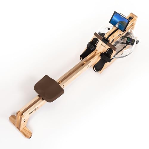 Skandika Wasserrudergerät Styrke | Designed and Made in Germany, Rudergerät Wasser aus Holz, Kinomap App-Funktion, Wasserrudergerät für Zuhause, Massive Esche, naturnahes Rudern (Styrke II) - 9