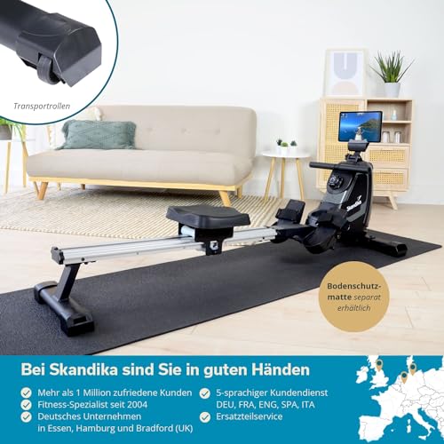 Skandika Rudergerät Venn, Ruderergometer, Tablet-Halterung, Rower mit Multifunktionscomputer, 8 Stufen Widerstandsverstellung, wartungsarm (grau) - 6