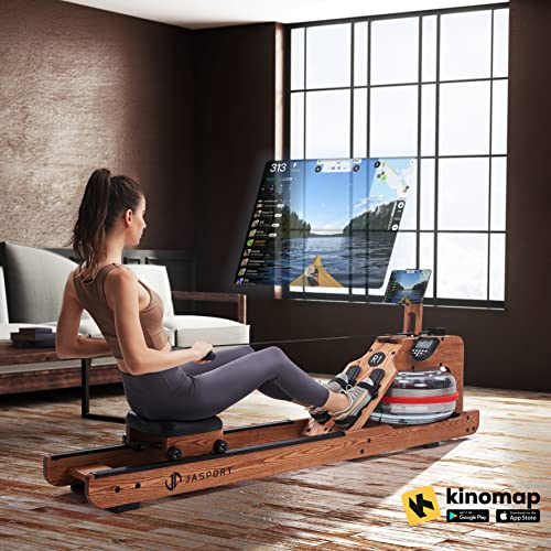 JASPORT R1 | Wasser-Rudergerät für zuhause aus Massiveholz (Esche) | Rudermaschine mit Trainingscomputer (Kinomap kompatibel) & Tablethalterung (Natur) - 2