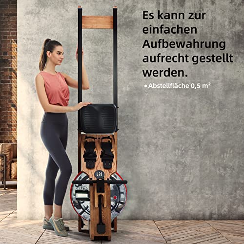 JASPORT R1 | Wasser-Rudergerät für zuhause aus Massiveholz (Esche) | Rudermaschine mit Trainingscomputer (Kinomap kompatibel) & Tablethalterung (Natur) - 6
