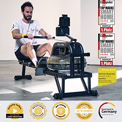 SportPlus Rudergerät für zuhause mit Wasserwiderstand - Rudergerät Wasser platzsparend - Wasserrudergerät für zuhause 6-Fach regulierbarer Widerstand - Belastbar bis 130kg - 2