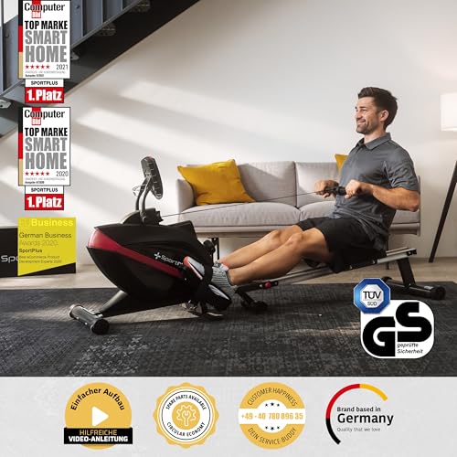 SportPlus | Rudergerät inkl. Bodenschutzmatte | Designed in Germany, klappbar, leises Magnetbremssystem, 8 Widerstandsstufen, Schwungmasse 8kg für zuhause - 2