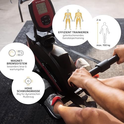 SportPlus | Rudergerät inkl. Bodenschutzmatte | Designed in Germany, klappbar, leises Magnetbremssystem, 8 Widerstandsstufen, Schwungmasse 8kg für zuhause - 3