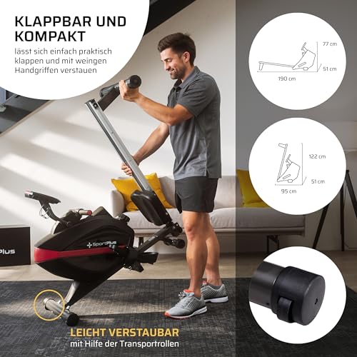 SportPlus | Rudergerät inkl. Bodenschutzmatte | Designed in Germany, klappbar, leises Magnetbremssystem, 8 Widerstandsstufen, Schwungmasse 8kg für zuhause - 5